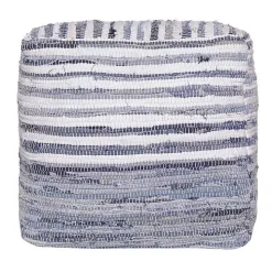 Chambray Woven Stripe Cotton Pouf