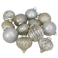 Champagne Mercury Glass Christmas Ornament Set