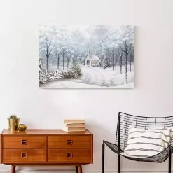 Chapel in a Winter Forest Canvas Art Print