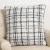 Charcoal and White Boucle Plaid Pillow