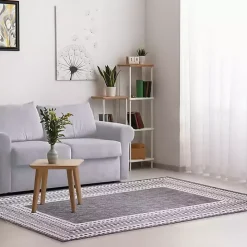 Charcoal Linear Macy Indoor/Outdoor Area Rug, 6x9