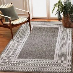 Charcoal Linear Macy Indoor/Outdoor Area Rug, 4x7