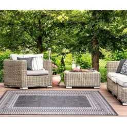 Charcoal Linear Macy Indoor/Outdoor Area Rug, 6x9