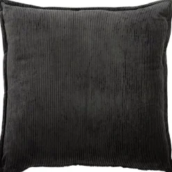 Charcoal Velvet Corduroy Flange Throw Pillow