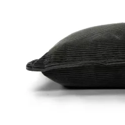 Charcoal Velvet Corduroy Flange Throw Pillow