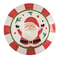 Cheerful Santa Glass Serving Platter