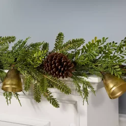 Christmas Bells Pine Garland with Pinecones, 6 ft.
