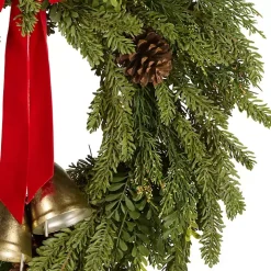 Christmas Bells Pine Wreath with a Red Bow