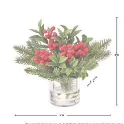 Christmas Berry & Pine Faux Water Arrangement