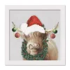 Christmas Highland Cow White Framed Canvas Print