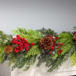 Christmas Joy Garland with Red Berries, 5 ft.