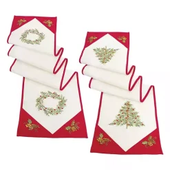 Christmas Tree and Wreath Table Runners, Set of 2