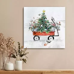 Christmas Tree in Red Wagon Canvas Art Print