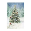 Christmas Tree with Cardinals Canvas Art Print