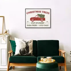Christmas Trees Truck Framed Canvas Print