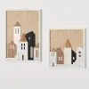 Christmas Village Framed Wall Plaques, Set of 2