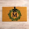 Christmas Wreath Monogram M Doormat