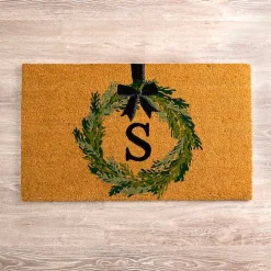 Christmas Wreath Monogram S Doormat