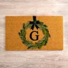 Christmas Wreath Monogram G Doormat