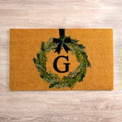 Christmas Wreath Monogram G Doormat