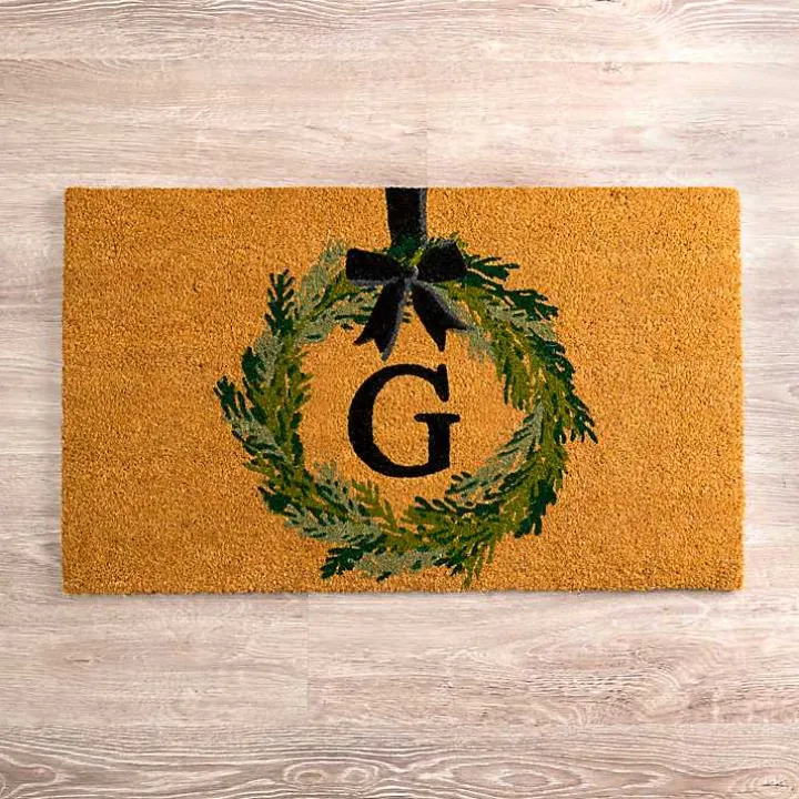 Christmas Wreath Monogram G Doormat