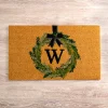 Christmas Wreath Monogram W Doormat