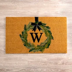 Christmas Wreath Monogram W Doormat