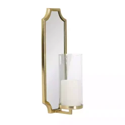 Ciel Gold Mirrored Pillar Candle Sconce