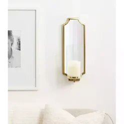 Ciel Gold Mirrored Pillar Candle Sconce