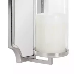 Ciel Silver Mirrored Pillar Candle Sconce