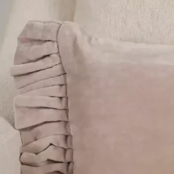 Clara Gray Velvet Ruffle Lumbar Pillow
