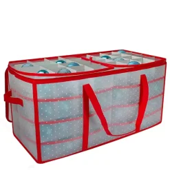Clear and Red Zip 128-pc. Ornament Storage Box