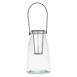 Clear Glass Lantern With Metal Insert