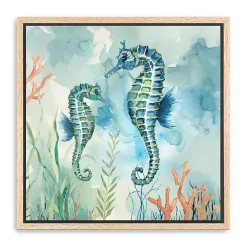 Coastal Bay Seahorses Framed Canvas Art Print