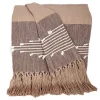 Coffee Slub Striped Tassel Throw