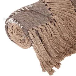 Coffee Slub Striped Tassel Throw