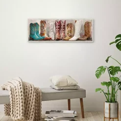 Colorful Cowgirl Boots Framed Canvas Art Print