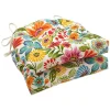 Colorful Floral Outdoor Seat Cushions, Set of 2