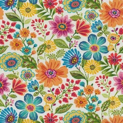 Colorful Floral Outdoor Seat Cushions, Set of 2