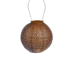 Copper Sashiko Round Hanging LED Outdoor Lantern