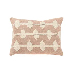 Coral Heathered Embroidered Diamond Throw Pillow