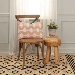 Coral Heathered Embroidered Diamond Throw Pillow