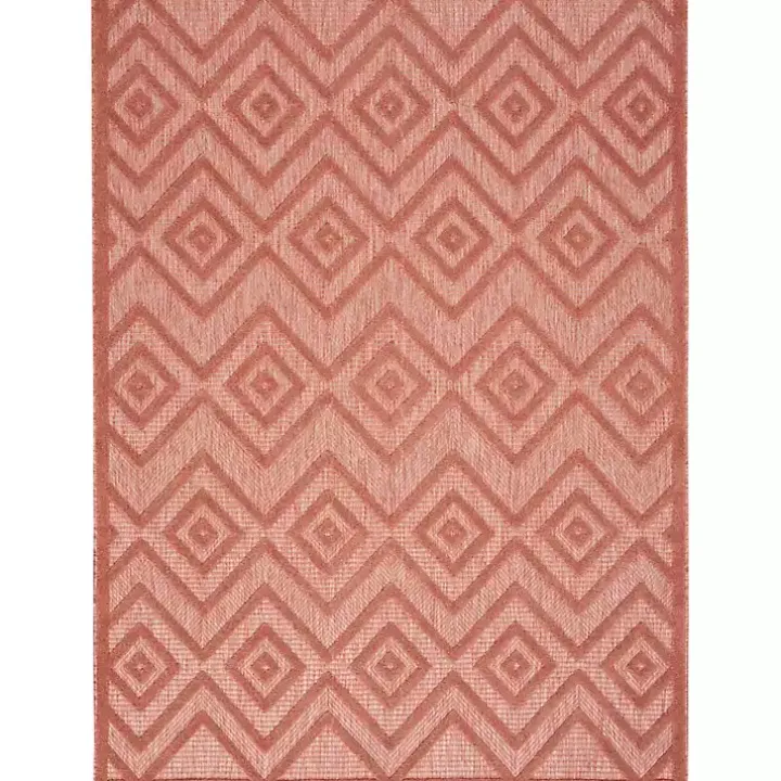 Coral Orange Diamond Indoor/Outdoor Area Rug, 5x7