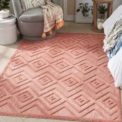 Coral Orange Diamond Indoor/Outdoor Area Rug, 4x6