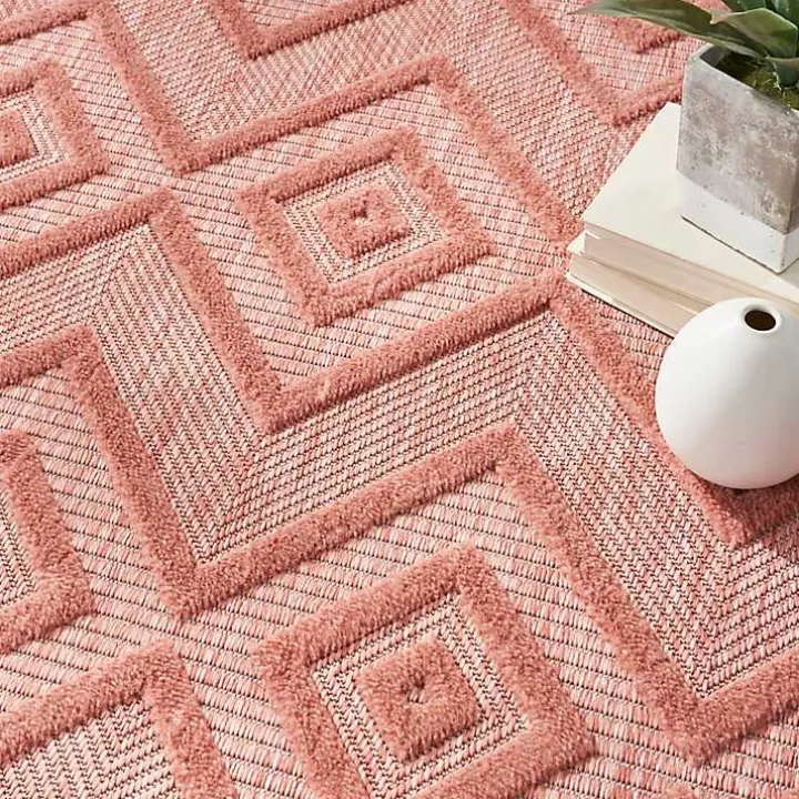 Coral Orange Diamond Indoor/Outdoor Area Rug, 4x6