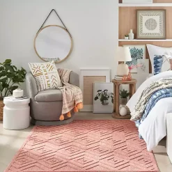 Coral Orange Diamond Indoor/Outdoor Area Rug, 4x6