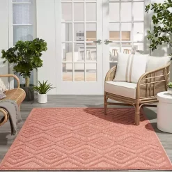 Coral Orange Diamond Indoor/Outdoor Area Rug, 5x7