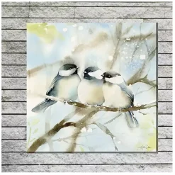 Cozy Chickadees Outdoor Canvas Art Print