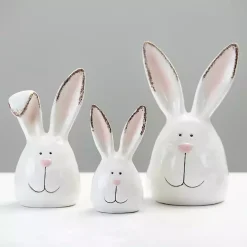 Crackle Finish Bunny Heads, Set of 3