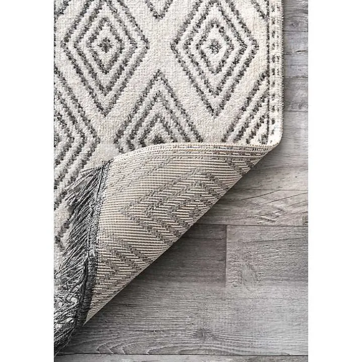 Cream and Gray Miriam Striped Outdoor Rug, 5x8
